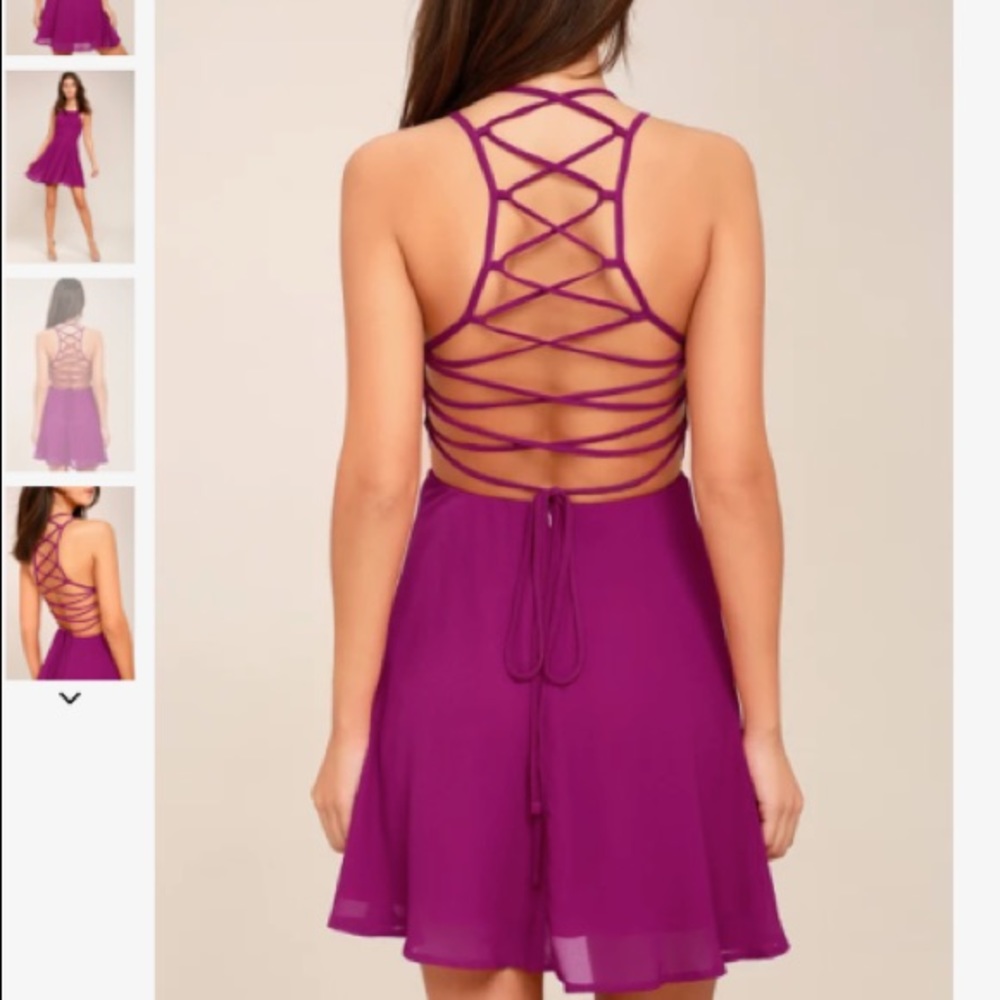 *NEW* fuchsia openback chiffon dress